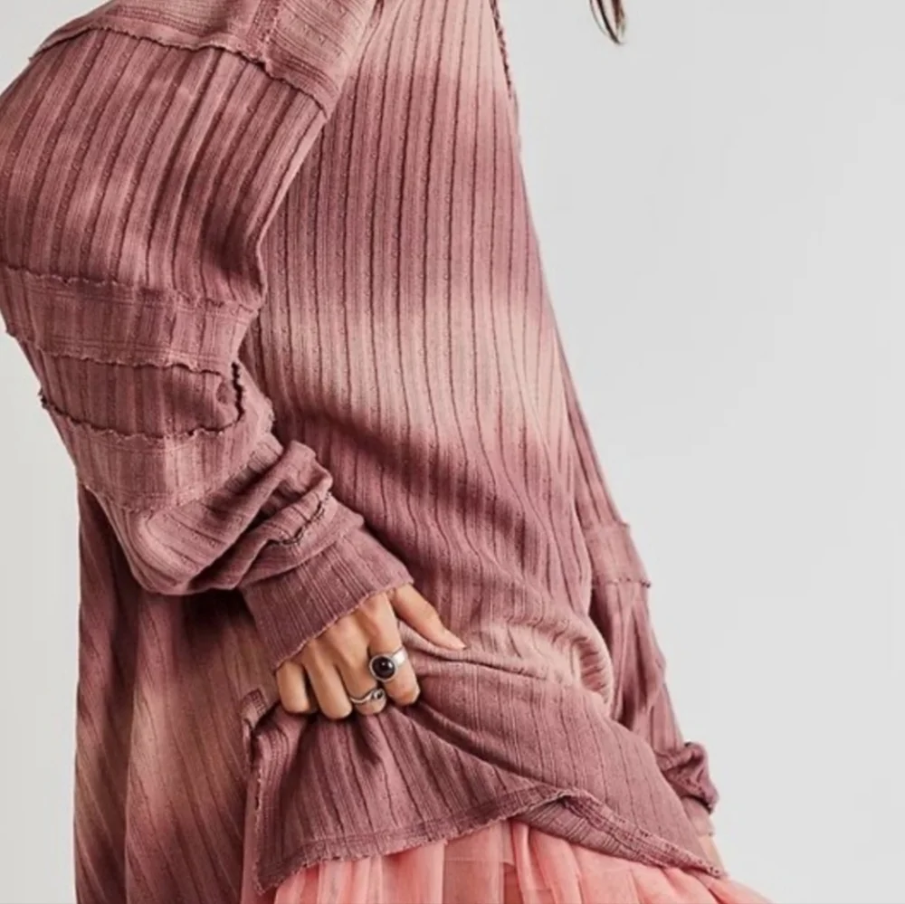 Free People Sunset Tee‎ Chocolate Merlot Long Sleeve